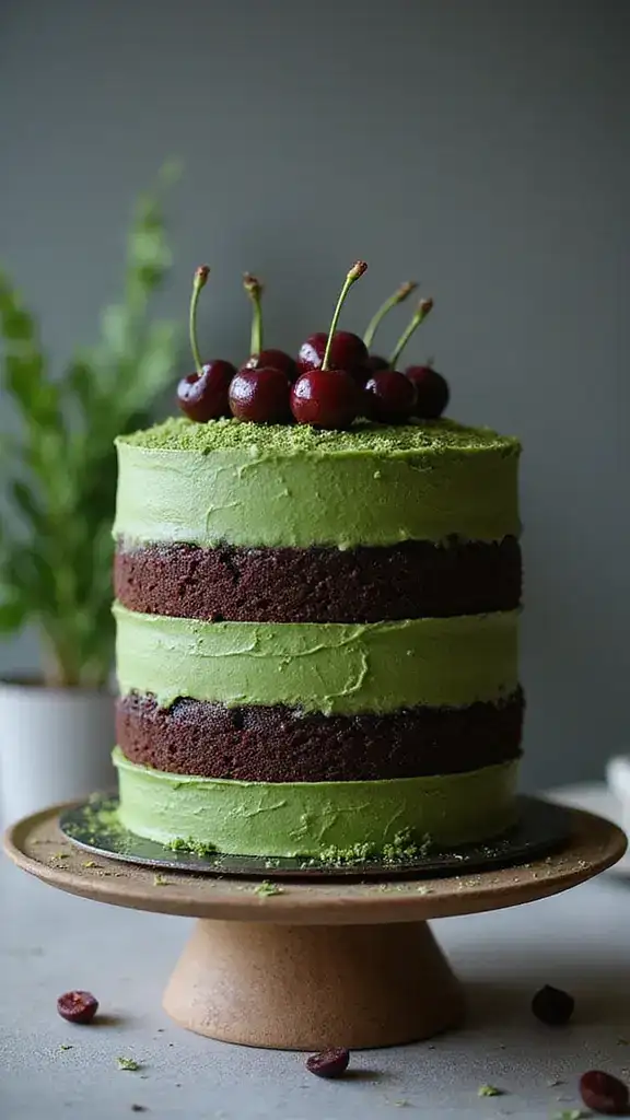 12 Gourmet Black Forest Cakes That Will Make You Feel Like Royalty! - 4. Matcha Black Forest Fusion: A Green Twist