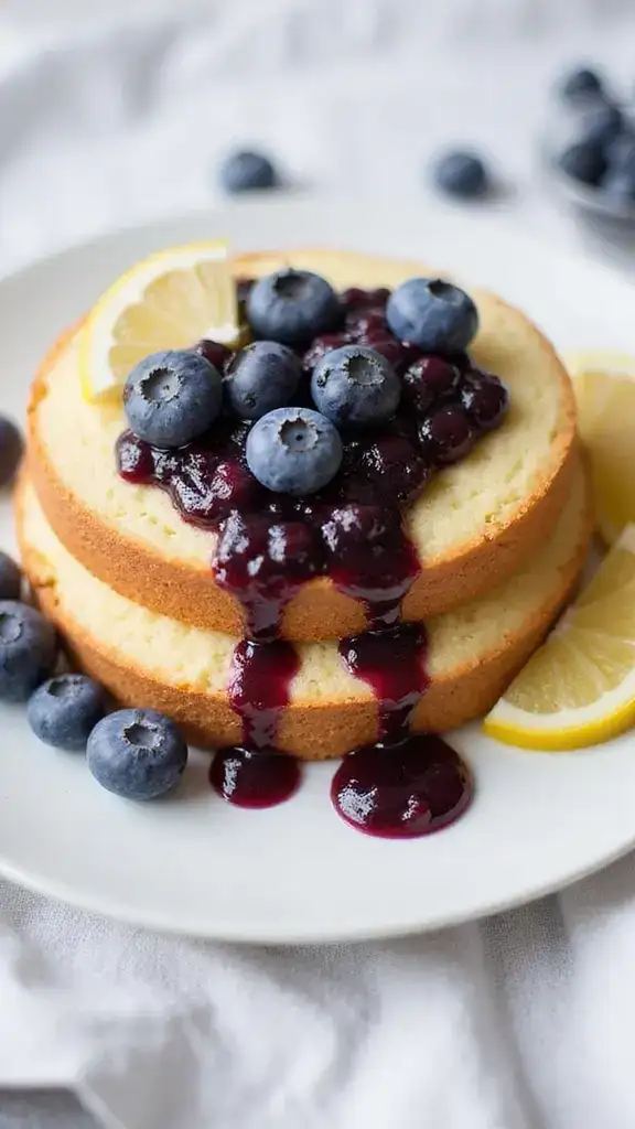 14 Delicious Vegan Lemon Cake Recipes That Even Non-Vegans Will Love! - 3. Vegan Lemon Cake with Blueberry Compote